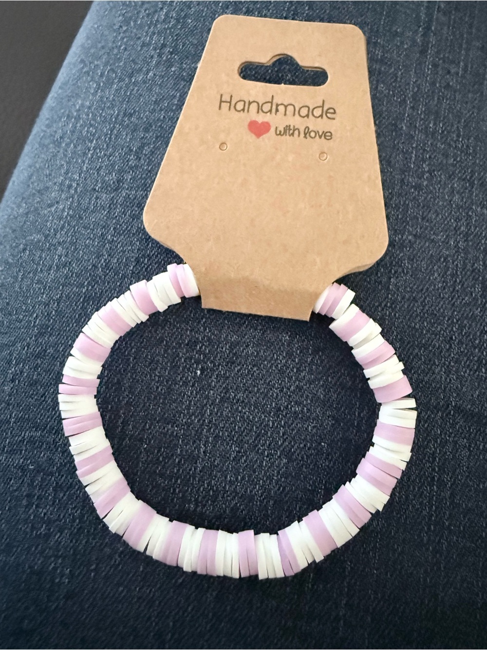 Kids light purple & White Bead Stretch Bracelet